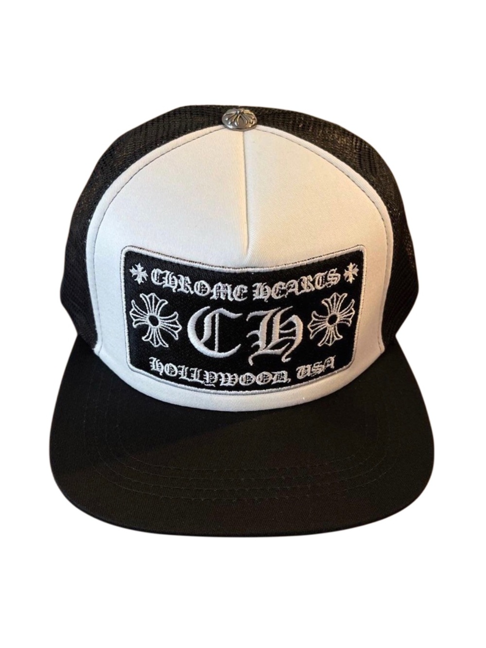 Chrome Hearts Black & White Trucker Flat Brim Cap US OS